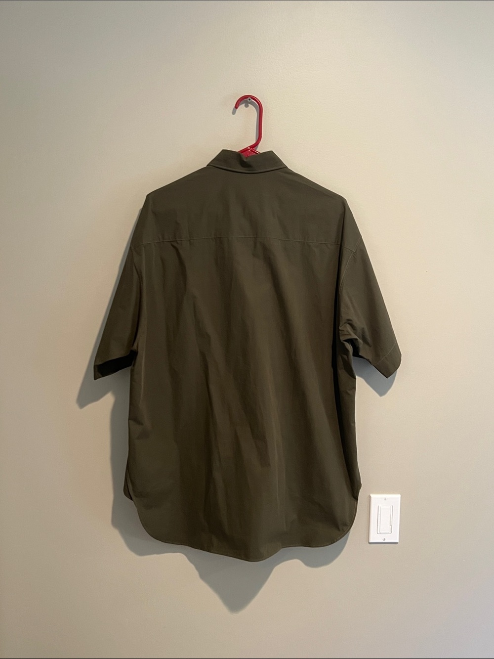 Studio Nicholson Olive Green Short Sleeve Oversized Shirt - Picture 2 of 7